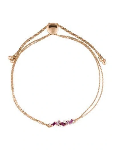 Pre-owned Suzanne Kalan 18k Sapphire, Ruby & Diamond Bar Adjustable Bracelet, 9.75" In Multi