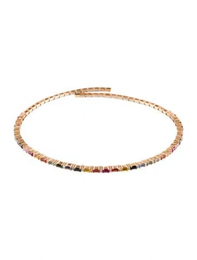 Pre-owned Suzanne Kalan 18k Sapphire, Ruby & Diamond Choker Necklace, 12" In Multi