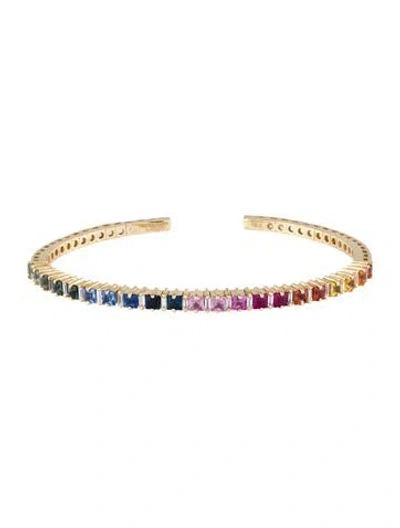 Pre-owned Suzanne Kalan 18k Sapphire, Ruby & Diamond Cuff, 6.25" In Multi