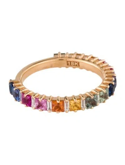Pre-owned Suzanne Kalan 18k Sapphire, Ruby & Diamond Princess Rainbow Band In Multi