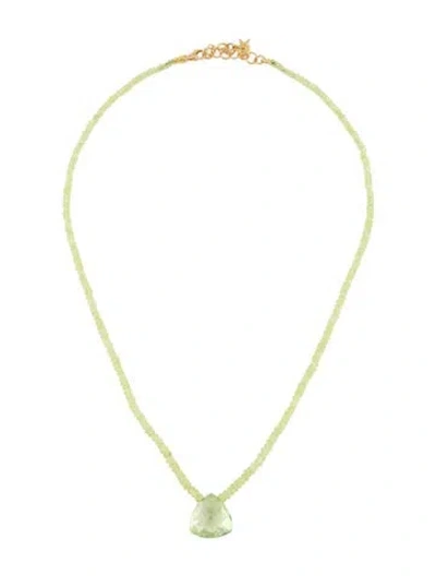 Pre-owned Suzanne Kalan 18k Topaz & Chrysoberyl Beaded Pendant Necklace, 16.5" In Multi