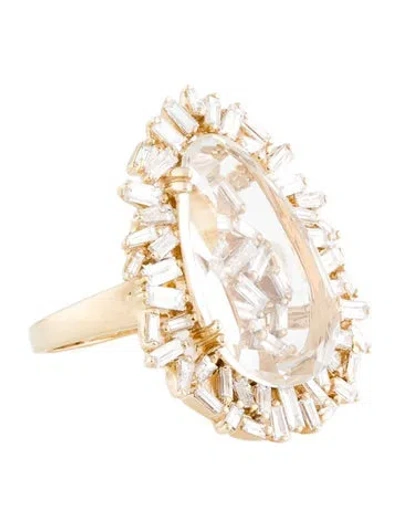 Pre-owned Suzanne Kalan 18k Topaz & Diamond Cocktail Ring In Multi