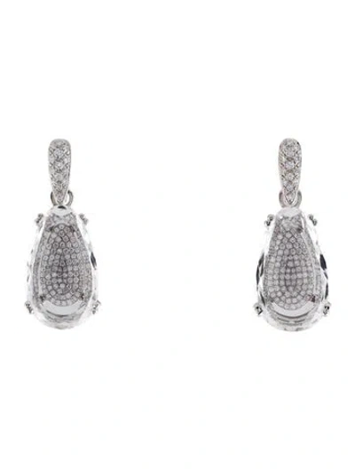 Pre-owned Suzanne Kalan 18k Topaz & Diamond Drop Earrings In Multi