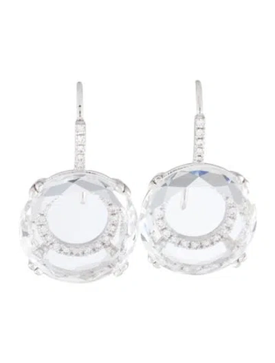 Pre-owned Suzanne Kalan 18k Topaz & Diamond Drop Earrings In Multi