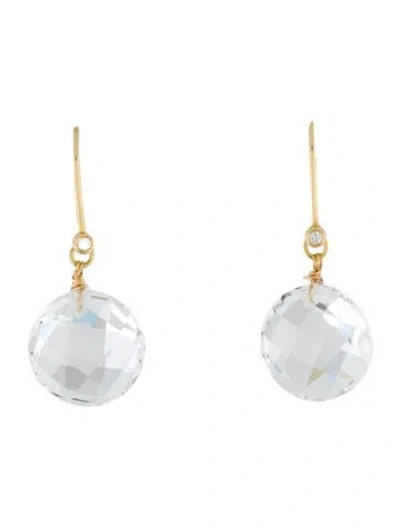 Pre-owned Suzanne Kalan 18k Topaz & Diamond Drop Earrings In Multi