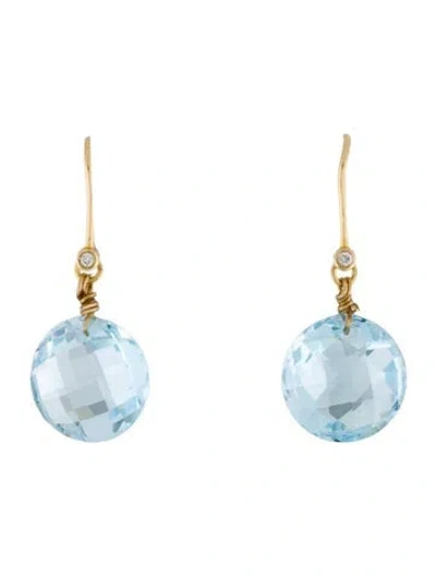 Pre-owned Suzanne Kalan 18k Topaz & Diamond Drop Earrings In Multi