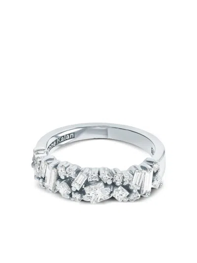 Suzanne Kalan 18k White Gold Diamond Ring In Blue