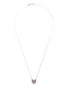 Suzanne Kalan 18k White Gold Small Heart Pendant Pink Sapphire And Diamond Necklace In Metallic