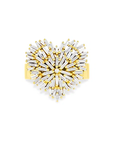 Suzanne Kalan 18k Yellow Gold Diamond Baguette Heart Cluster Ring