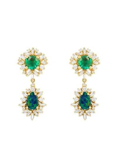 Suzanne Kalan 18k Yellow Gold Double-drop Multi-stone Earrings