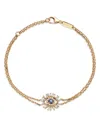 Suzanne Kalan 18k Yellow Gold Evil Eye Blue Sapphire & Diamond Double Chain Bracelet In Blue/gold