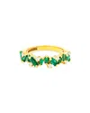 Suzanne Kalan 18k Yellow Gold Fireworks Emerald Baguette & Diamond Ring In Green/gold