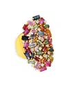 Suzanne Kalan 18k Yellow Gold Fireworks Pastel Rainbow Sapphire & Diamond Cluster Ring In Gold