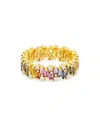 Suzanne Kalan 18k Yellow Gold Fireworks Pastel Rainbow Sapphire & Diamond Eternity Ring In Gold