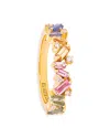 Suzanne Kalan 18k Yellow Gold Fireworks Pastel Rainbow Sapphire & Diamond Statement Ring In Gold
