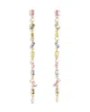 Suzanne Kalan 18k Yellow Gold Fireworks Rainbow Sapphire & Diamond Scattered Linear Drop Earrings In Multi