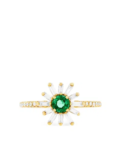 Suzanne Kalan 18k Yellow Gold Flower Spark Emerald And Diamond Ring