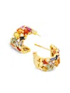 Suzanne Kalan 18k Yellow Gold Frenzy Rainbow Sapphire Mini Hoops In Gold