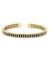 Suzanne Kalan 18k Yellow Gold Inlay Black Sapphire Cuff Bracelet In Black/yellow