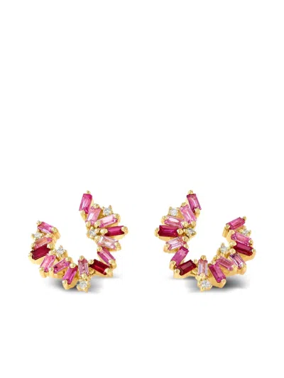 Suzanne Kalan 18k Yellow Gold Multi-stone Swirl Earrings