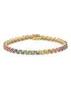 Suzanne Kalan 18k Yellow Gold Rainbow Sapphire & Diamond Tennis Bracelet In Gold