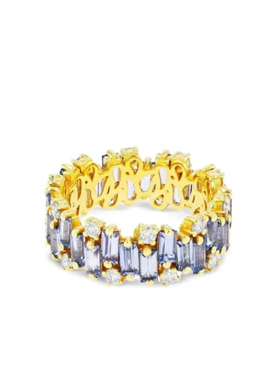 Suzanne Kalan 18k Yellow Gold Sapphire And Diamond Eternity Band Ring In Brown