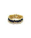 Suzanne Kalan 18k Yellow Gold Short Stack Blue Sapphire & Diamond Eternity Band In Gold