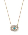 Suzanne Kalan 18k Yellow Gold Sleeping Beauty Turquoise & Diamond Evil Eye Pendant Necklace, 16-18 In Turquoise