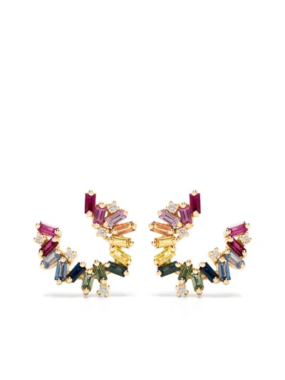 Suzanne Kalan 18kt Gold Bold Burst Sapphire And Diamond Earrings