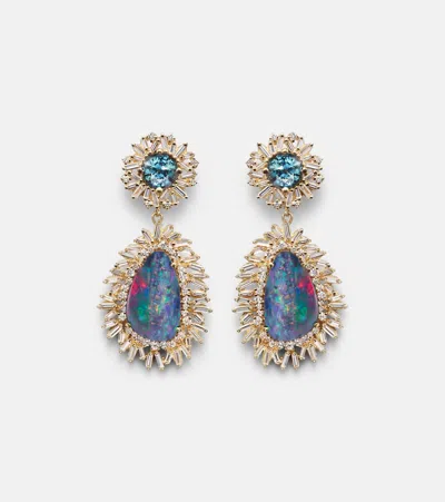 Suzanne Kalan 18kt Gold Drop Earrings With Gemstones In Multi