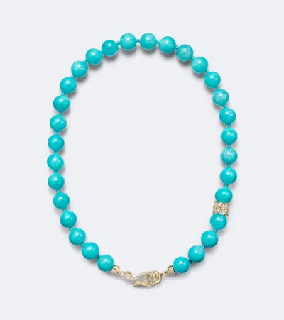 Suzanne Kalan 18kt Gold Necklace With Amazonites And Diamonds