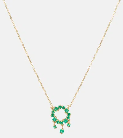 Suzanne Kalan 18kt Gold Necklace With Emeralds In Emerald/ Yg