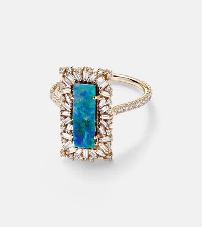 Suzanne Kalan 18kt Gold Ring With Opal And Diamonds