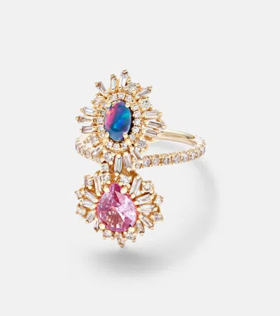 Suzanne Kalan 18kt Gold Ring With Opal, Sapphire, And Diamonds
