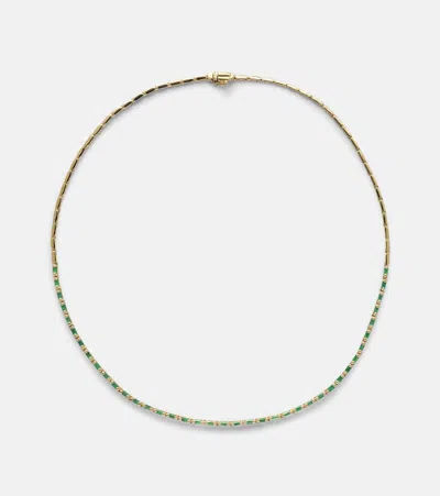 Suzanne Kalan 18kt Yellow Gold Tennis Necklace With Emeralds In Emerald/ Yg