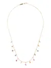 Suzanne Kalan 18k Yellow Gold Rainbow Necklace 0.10 Ct. Round White Diamond 3.20 Ct. Colored Sapphire Baguettes In Gold