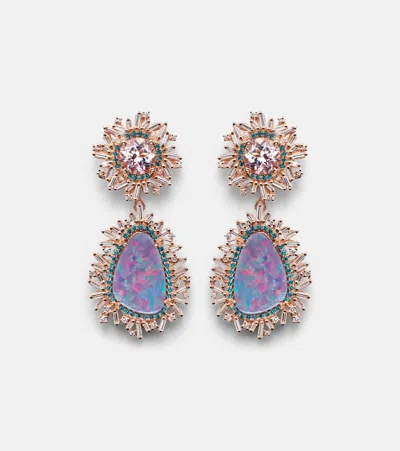 Suzanne Kalan 18kt Rose Gold Drop Earrings With Gemstones