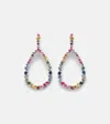 Suzanne Kalan 18kt Rose Gold Drop Earrings With Sapphires In Rainbow/rg