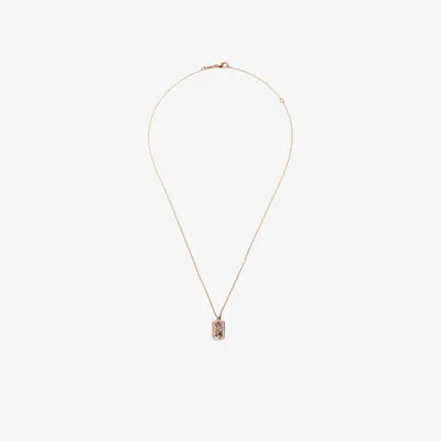 Suzanne Kalan 18k Rose Gold Small Dog Tag Pendant Diamond Necklace In Pink