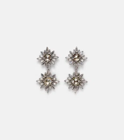 Suzanne Kalan 18kt White Gold Drop Earrings With Diamonds In Silver