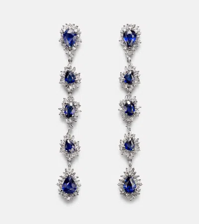 Suzanne Kalan 18kt White Gold Drop Earrings With Sapphires And Diamonds In Multi