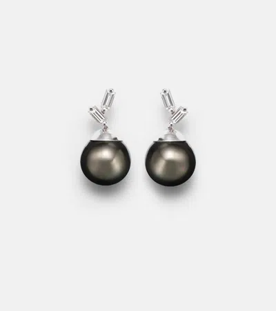 Suzanne Kalan 18kt White Gold Earrings With Diamonds And Pearls In Gray