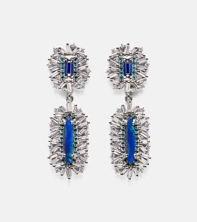 Suzanne Kalan 18kt White Gold Earrings With Gemstones In Metallic
