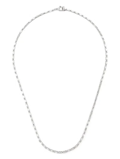 Suzanne Kalan 18kt White Gold Linear Diamond Tennis Necklace In Silver