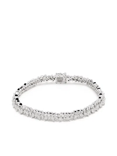 Suzanne Kalan 18kt White Gold Fireworks Diamond Tennis Bracelet In Silver