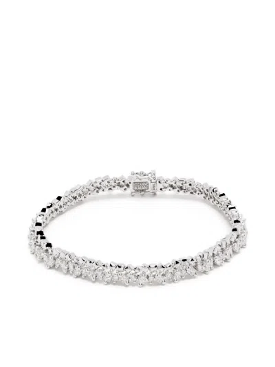 Suzanne Kalan 18k White Gold Firework Diamond Bracelet In Silver