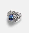 Suzanne Kalan 18kt White Gold Ring With Sapphire And Diamonds In Silver