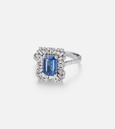 Suzanne Kalan 18kt White Gold Ring With Sapphires And Diamonds In Multi