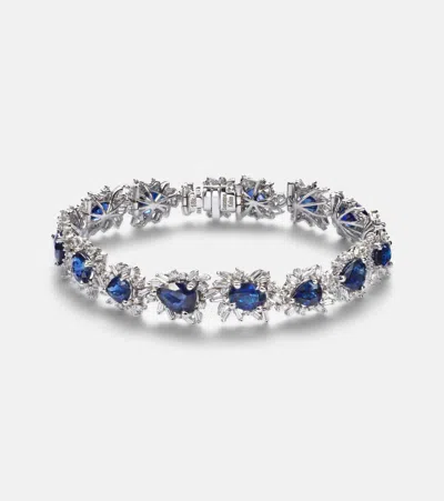 Suzanne Kalan 18kt White Gold Tennis Bracelet With Sapphires And Diamonds