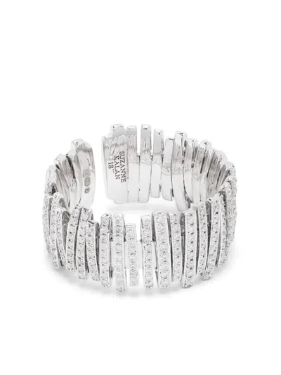 Suzanne Kalan 18kt White Gold White Diamond Ring In Silver
